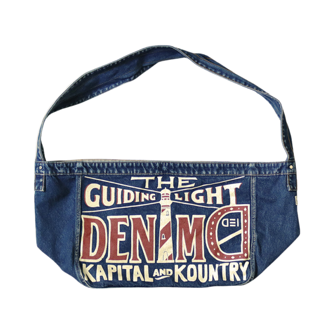 캐피탈 13온즈 데님 뉴스페이퍼 백 구이디 라이트 프로세싱(Kapital 13 oz. Denim News Paper Bag Guiding Light Processing)