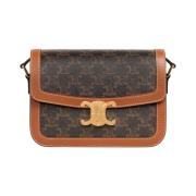 Celine Classique Triomphe Bag in Triomphe Canvas Calfskin Tan