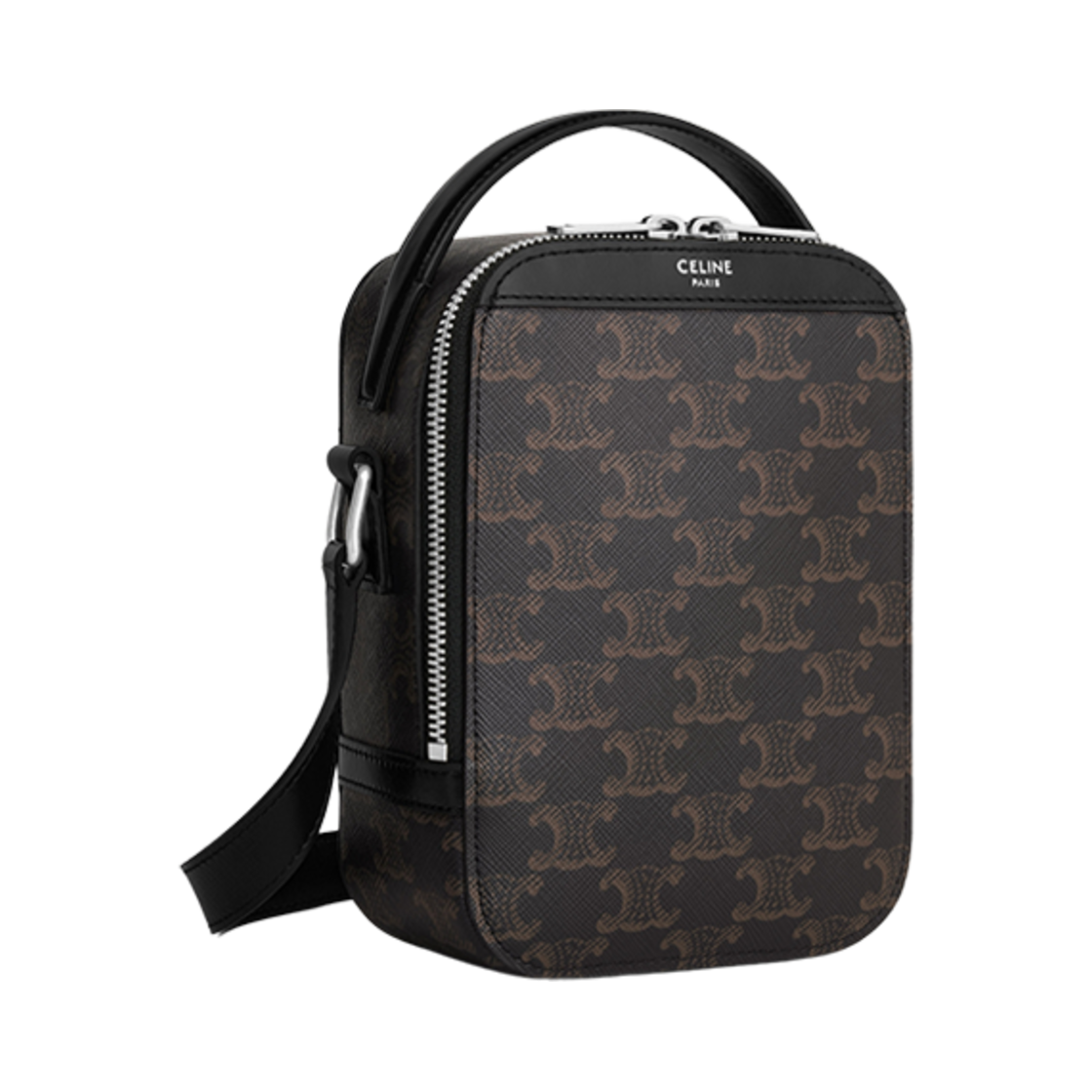 셀린느 버티컬 메신저 박스 백 트리옹프 캔버스 앤 카프스킨 블랙(Celine Vertical Messenger Box Bag in Triomphe Canvas and Calfskin Black) - 2