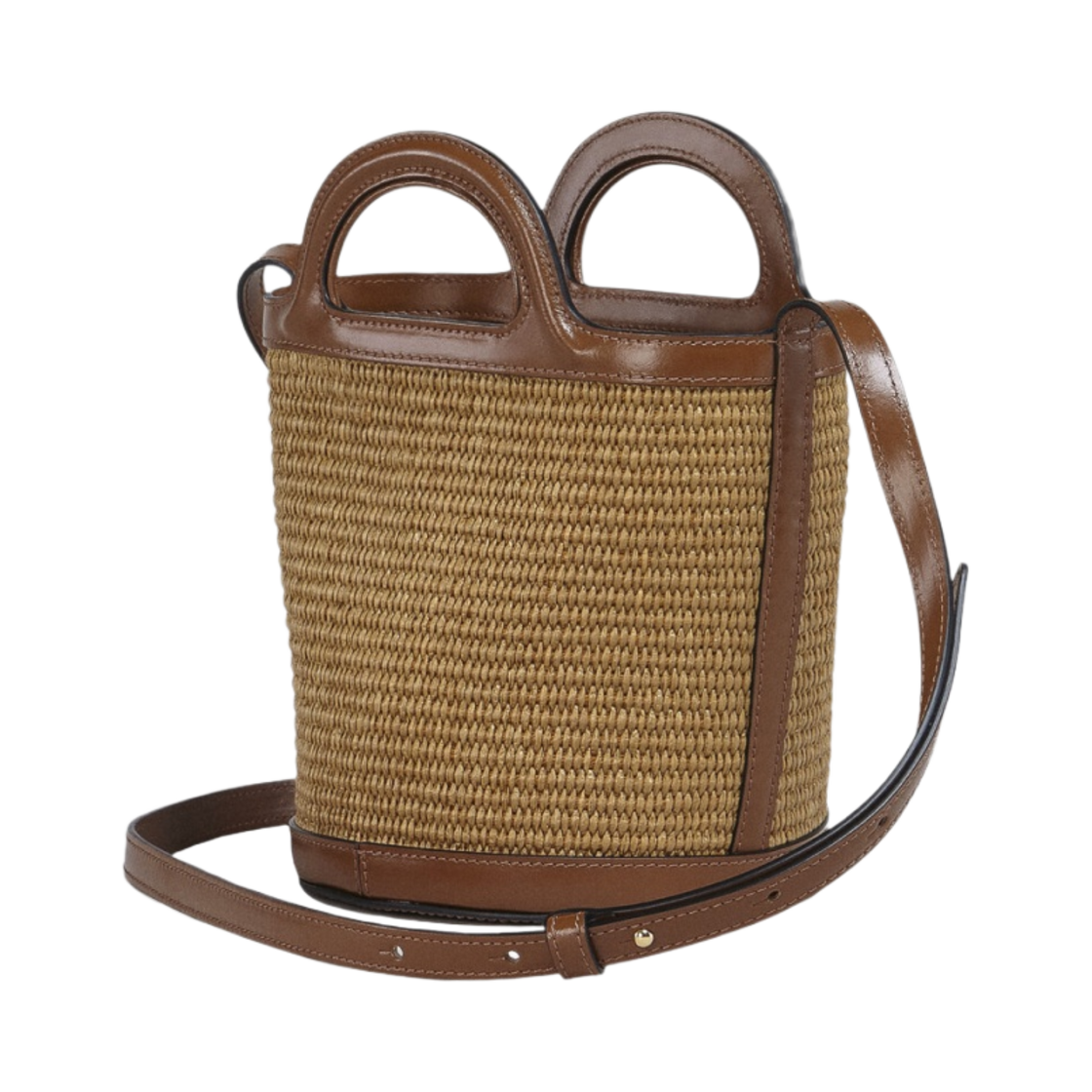 마르니 레더 & 라피아 트로피칼리아 스몰 버킷백 로우 시에나(Marni Leather & Raffia Tropicalia Small Bucket Bag Raw Sienna) - 3