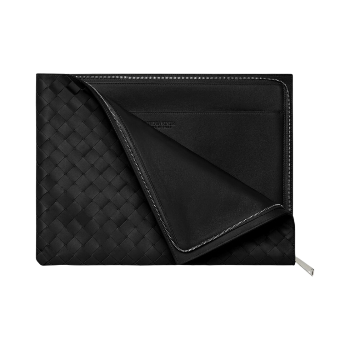 보테가 베네타 미디움 하프 집 파우치 블랙(Bottega Veneta Medium Half Zip Pouch Black) - 2