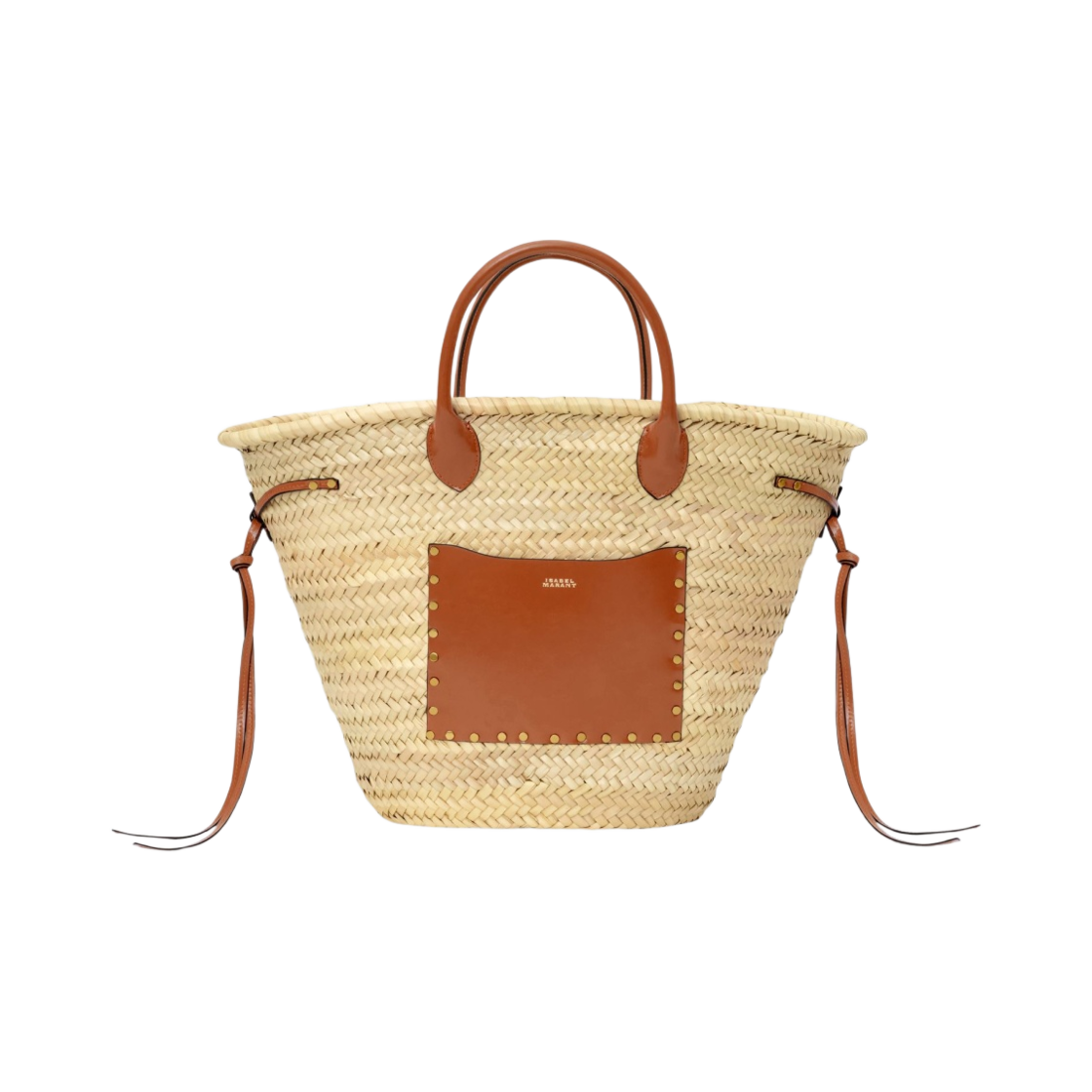 PP0019FA-A1X16M-NLCG Isabel Marant Cadix Raffia and Leather Basket Bag Natural Cognac - 23SS