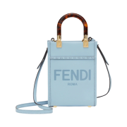 Fendi Roma Mini Sunshine Shopper Leather Mini Bag Light Blue