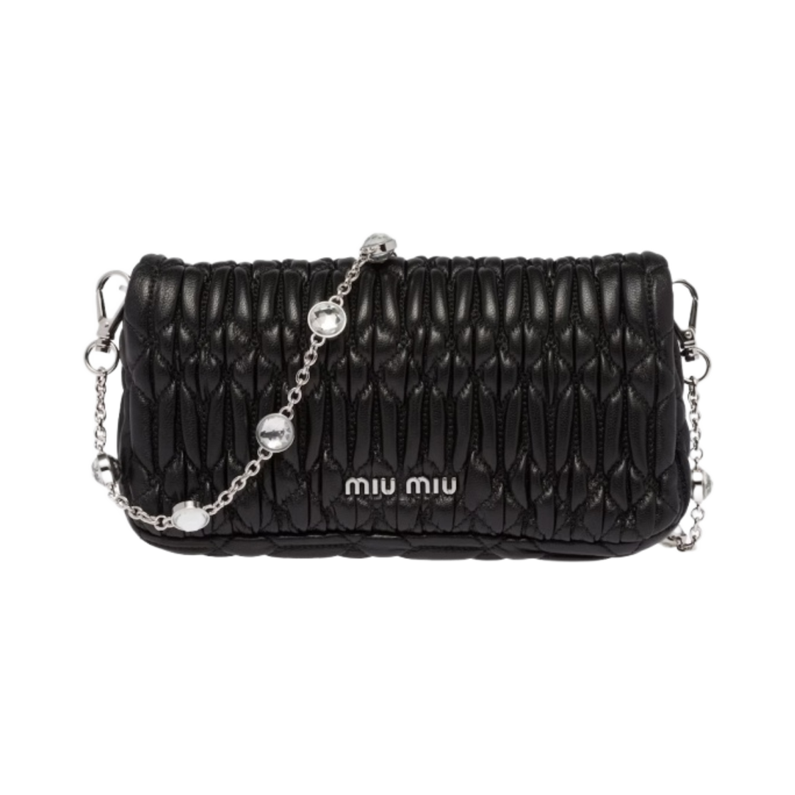 미우 미우 크리스탈 나파 레더 앤 크리스탈 미니백 블랙(Miu Miu Crystal Nappa Leather and Crystal Mini Bag Black) - 2