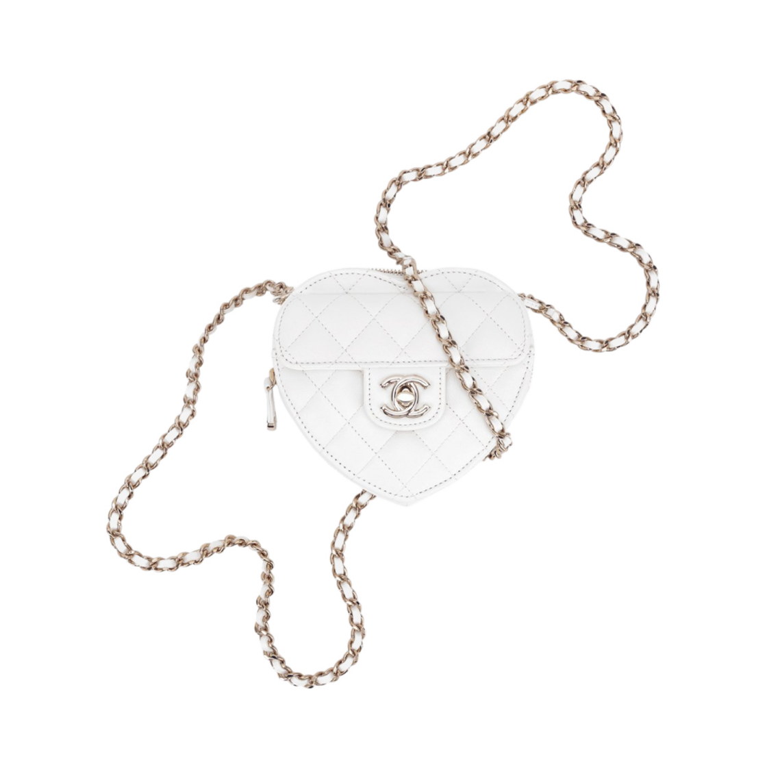샤넬 핸들 장식의 하트 클러치 램스킨 & 골드 메탈 화이트(Chanel Heart Clutch with Chain Lambskin & Gold White) - 3