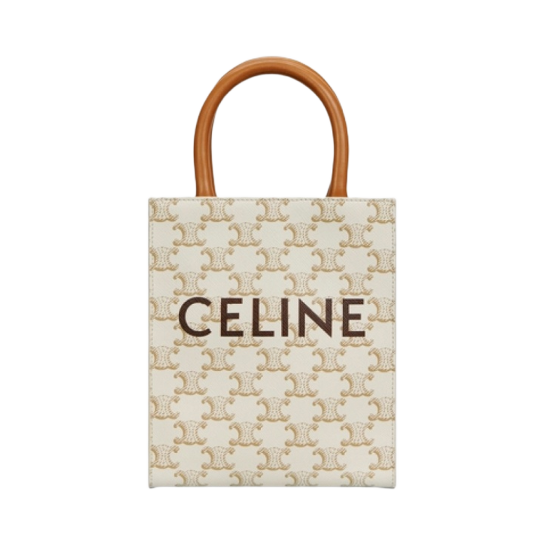 셀린느 트리옹프 캔버스 & 셀린느 프린트 카프스킨 미니 버티컬 카바스 화이트