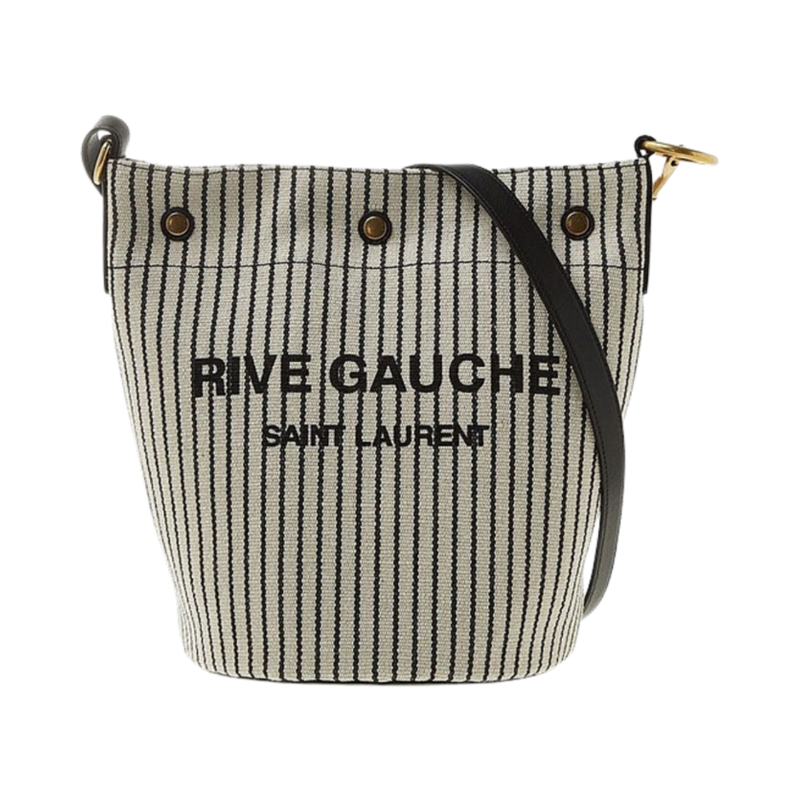 669299-FAAE5-9583 Saint Laurent Rive Gauche Canvas Bucket Bag Cream Black
