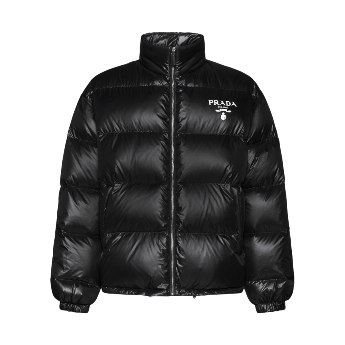 PRADA 19AW RUBBER LOGO PADDED JACKET Parka Prada Black size 40 IT