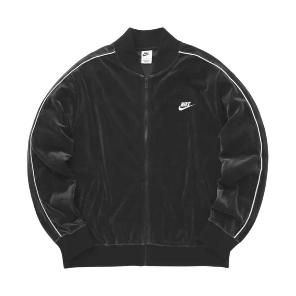 나이키 NSW 벨벳 자켓 블랙 화이트 - 아시아(Nike NSW Velour Jacket Black White - Asia)