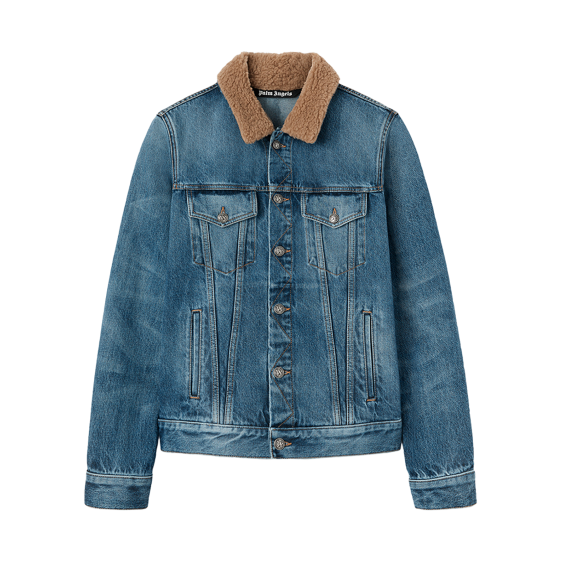 P6BMAB233 PALM ANGELS Bear In Mind Denim Jacket Sky Blue