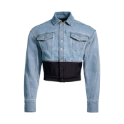 H&M x Mugler Defined Waist Denim Jacket Light Denim Blue Black