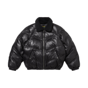 Supreme x Schott Chevron Leather Down Puffer Jacket Black - 24FW