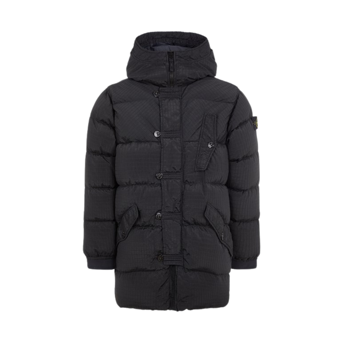 791571432-V0029 Stone Island 71432 Macro Ripstop Nylon Metal in Econyl Regenerated Nylon Down-TC Long Jacket Black - 23FW