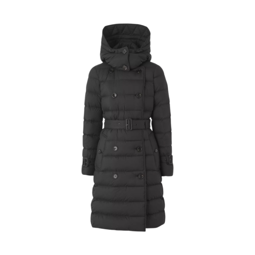(W) Burberry Detachable Hood Down Filled Coat Black