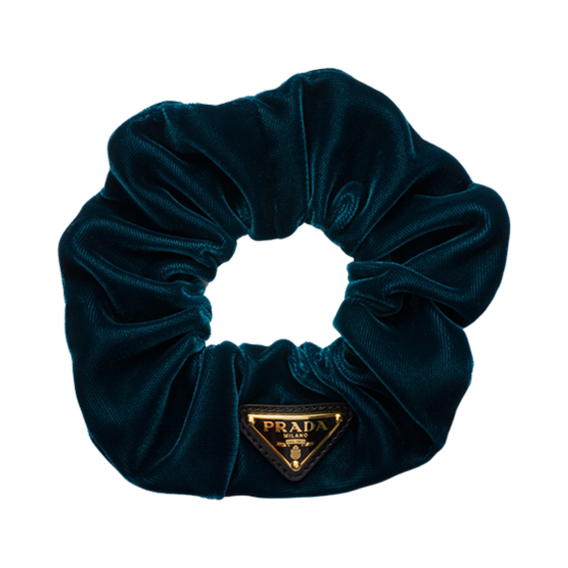 1IF015-068-F0086 Prada Velvet Scrunchie Dark Teal