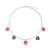 Human Made Five Heart Necklace Silver Red Blue