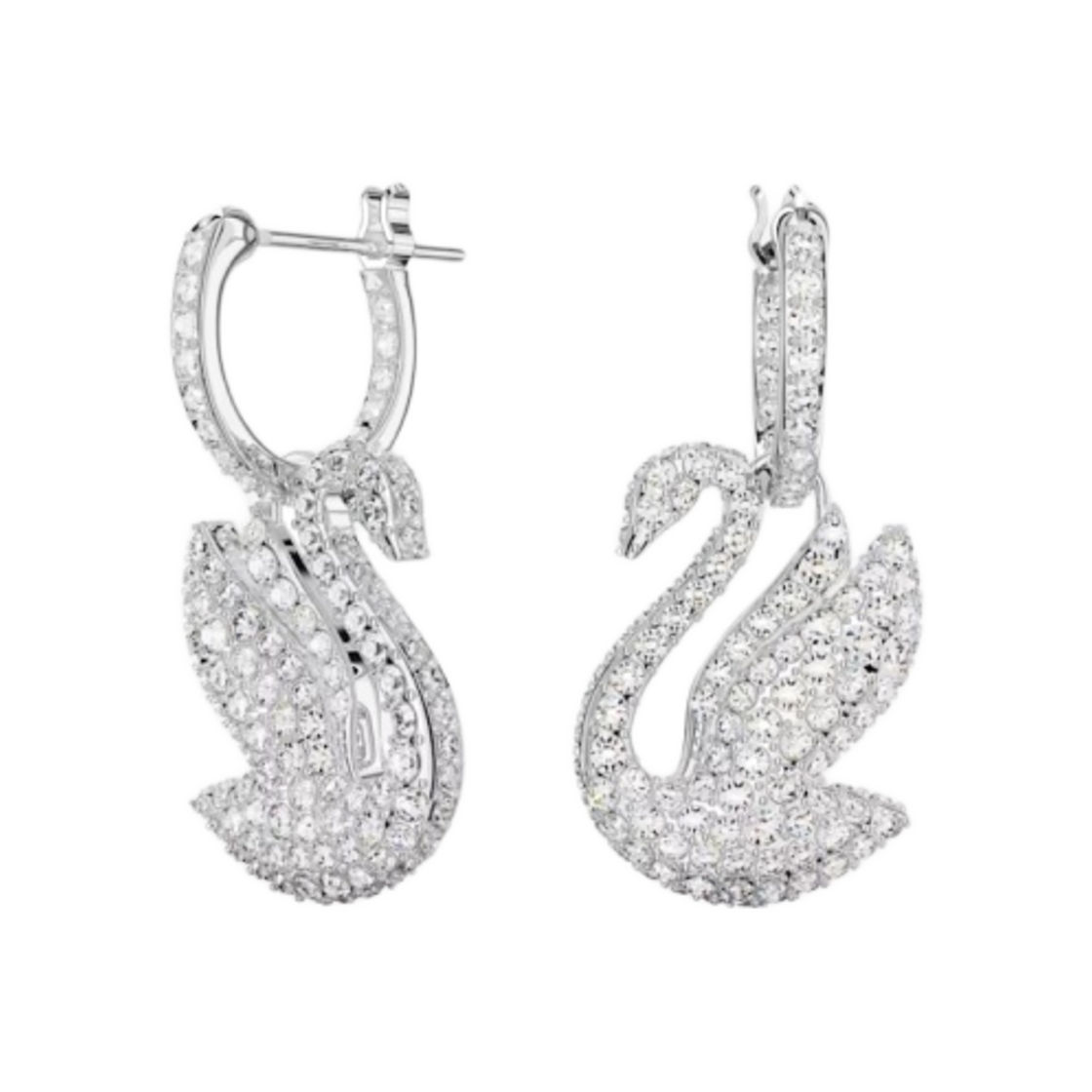 (W) 스와로브스키 아이코닉 스완 드롭 이어링 화이트 로듐 플래팅((W) Swarovski Iconic Swan Drop Earrings White Rhodium Plated) - 1