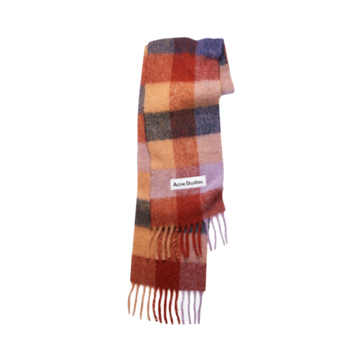 Acne Studios Large Check Scarf Brown Lilac Navy