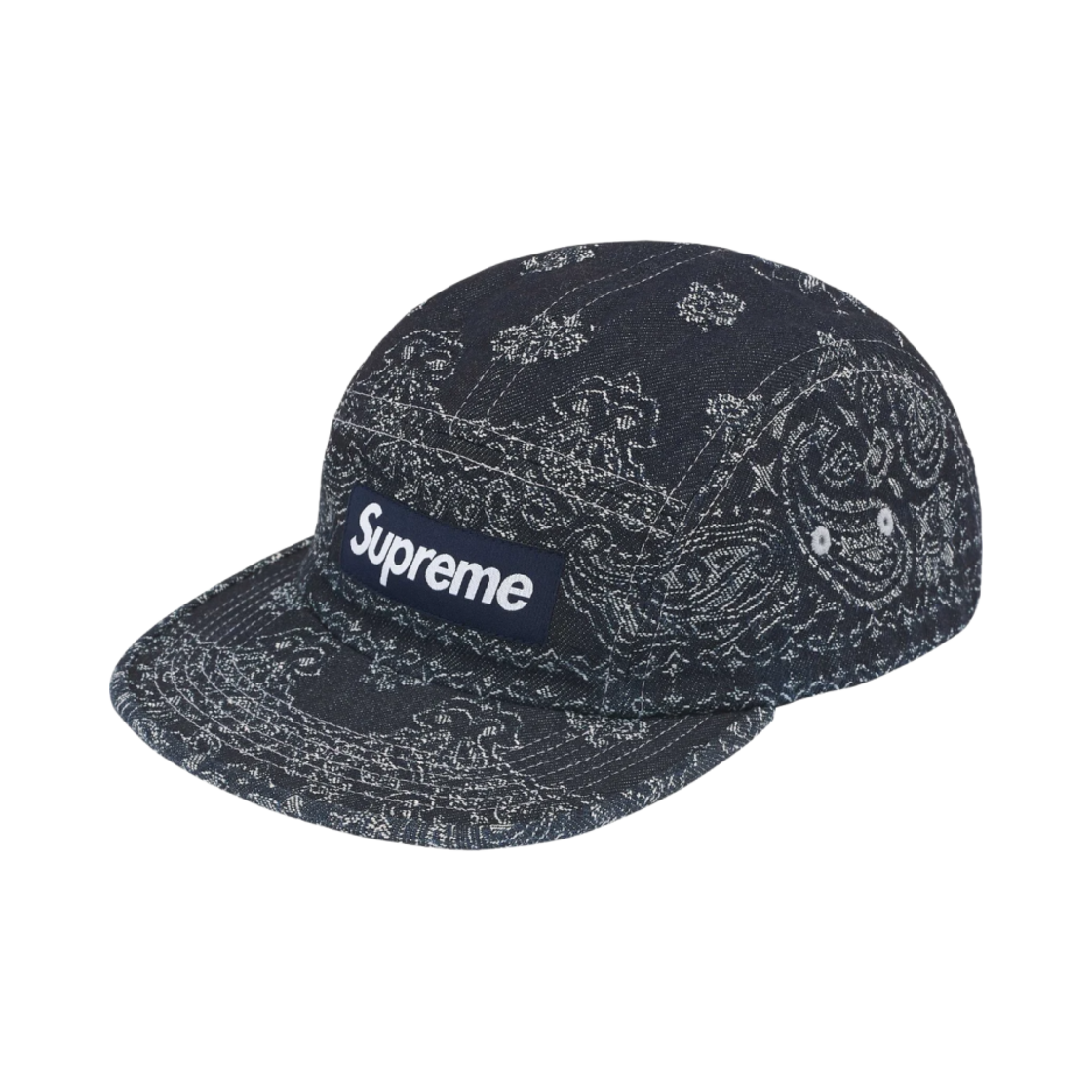 supreme vaquero black キャップ　25ss 刺繍 슈프림 반다나 자카드 데님 캠프캡 블랙 - 25SS | Supreme | KREAM