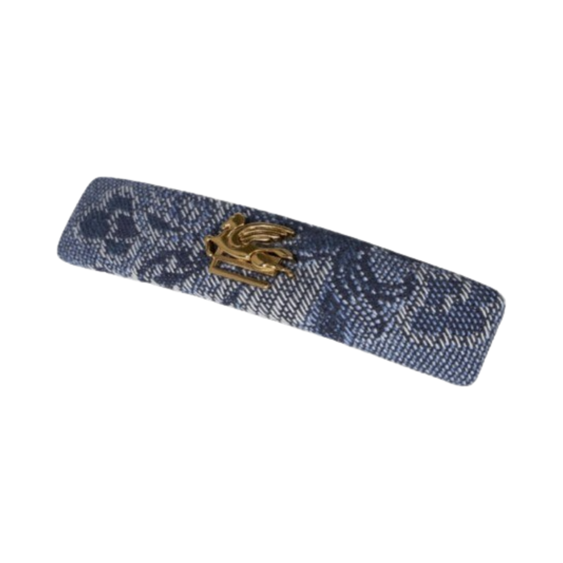 (W) 에트로 자카드 데님 헤어 클립 네이비 블루((W) Etro Jacquard Denim Hair Clip Navy Blue)