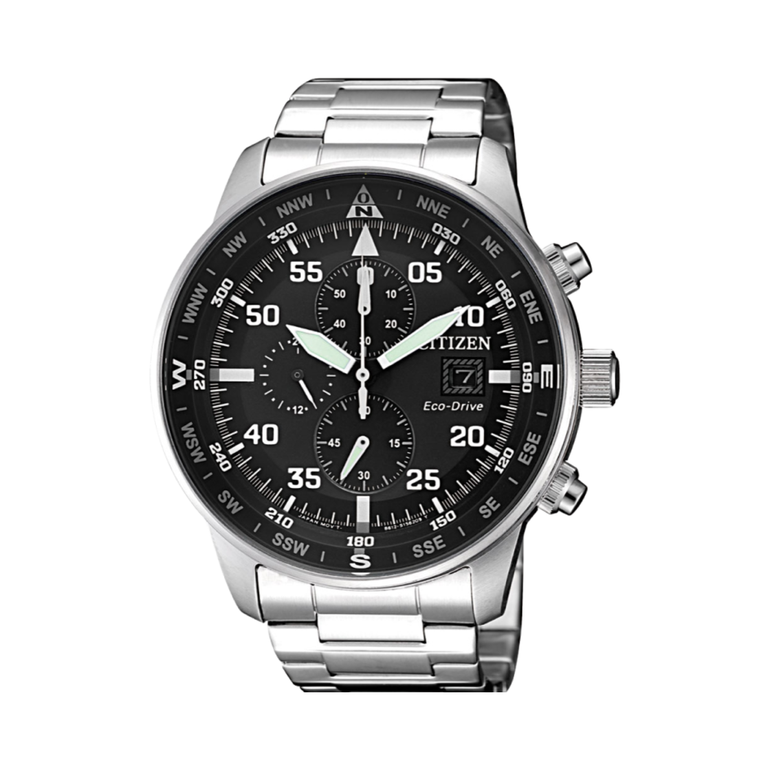 시티즌 크로노그래프 에코드라이브 44mm 스테인리스 스틸 블랙 실버(Citizen Chronograph Eco-Drive 44mm Stainless Steel Black Silver)