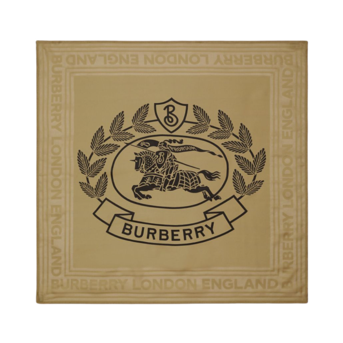 8072074 (W) Burberry EKD Logo Print Silk Scarf Archive Beige