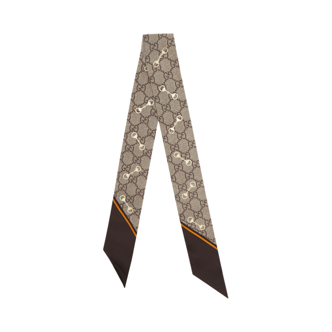 663719-3G001-2276 (W) Gucci GG Print Horsebits Silk Neck Bow Beige Ebony