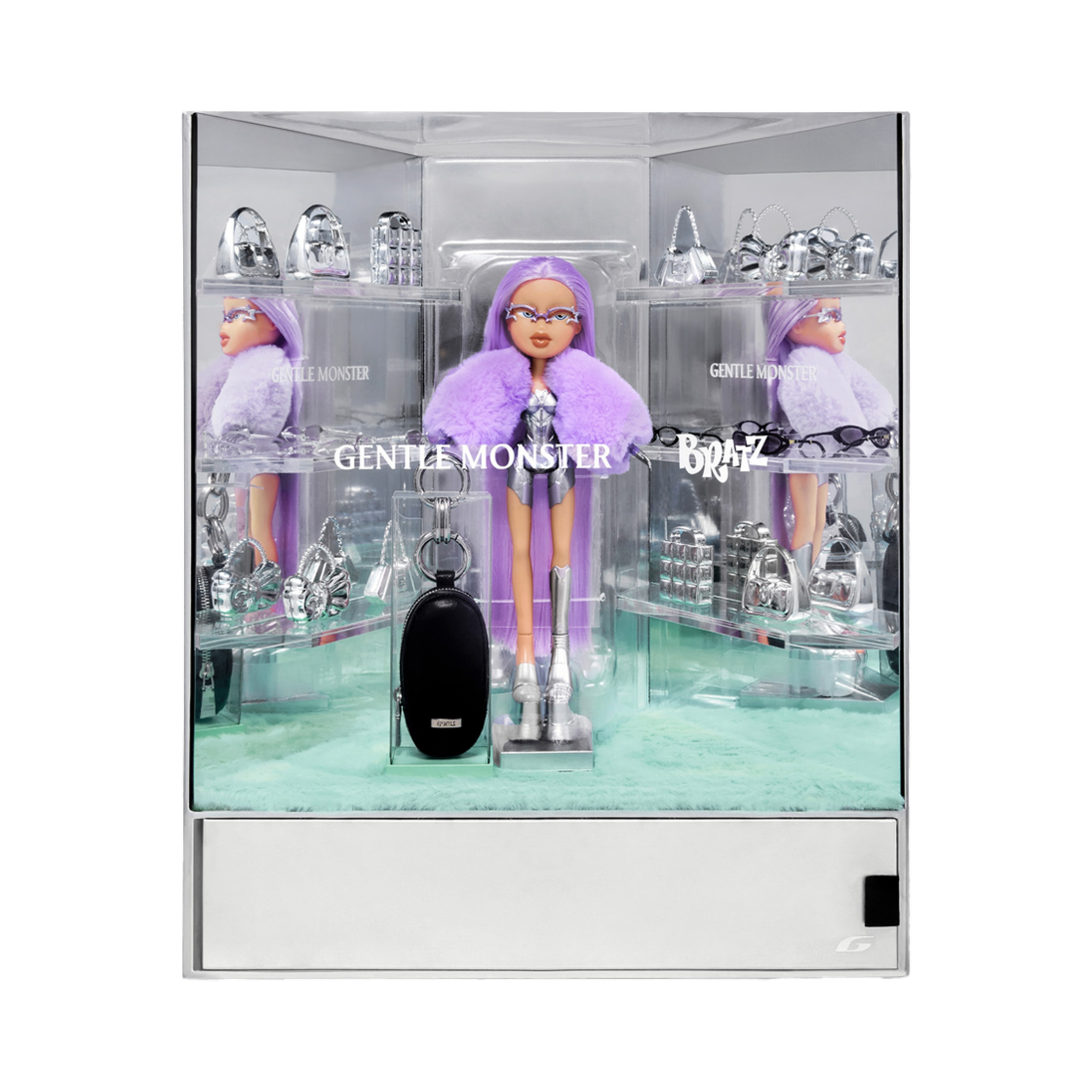 젠틀 몬스터 x 브랏츠 플러시 & 피코 02(V) 실버 퍼플 세트(Gentle Monster x Bratz Plush & Pico 02(V) Silver Purple Set)