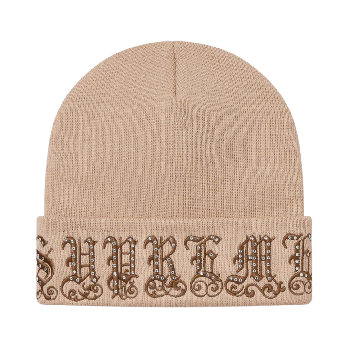 슈프림 올드 잉글리쉬 라인스톤 비니 탄 - 21SS(Supreme Old English Rhinestone Beanie Tan - 21SS) - 1