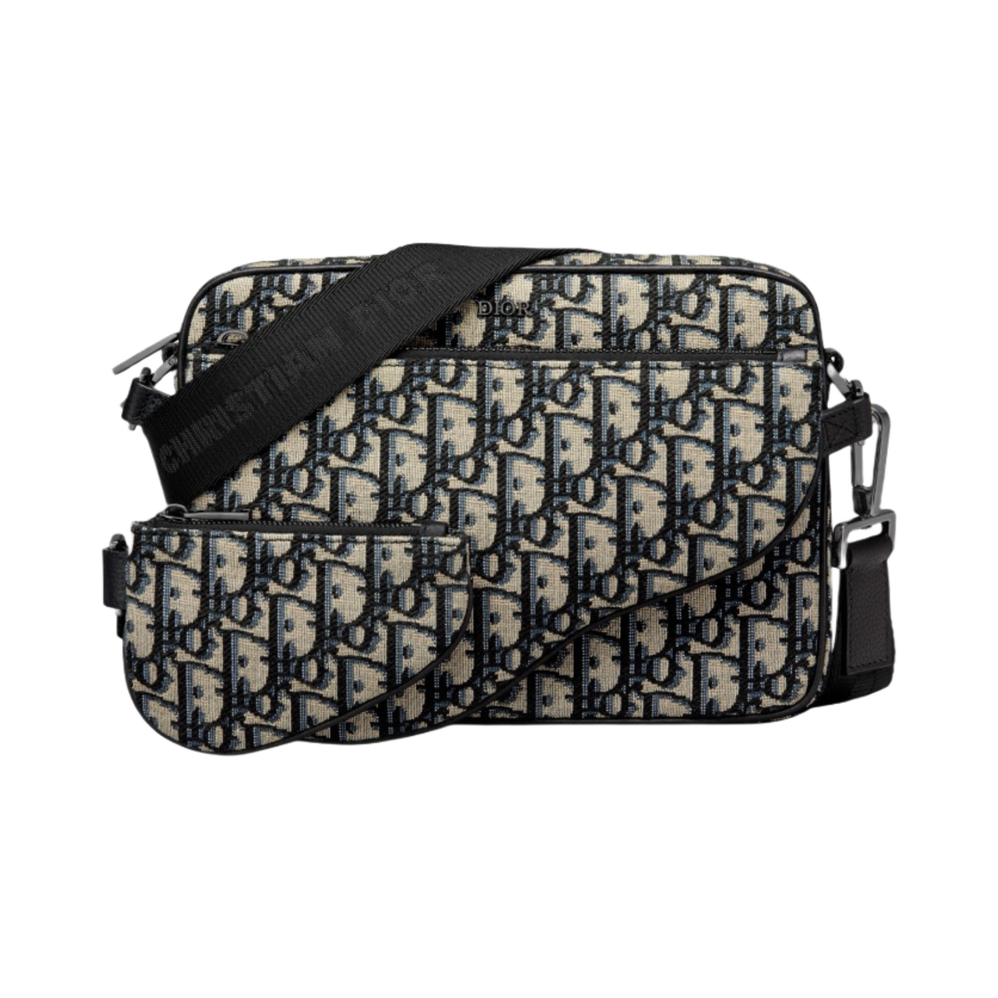 디올 새들 트리플 파우치 베이지 블랙 디올 오블리크 자카드(Dior Saddle Triple Pouch Beige Black Dior Oblique Jacquard) - 1