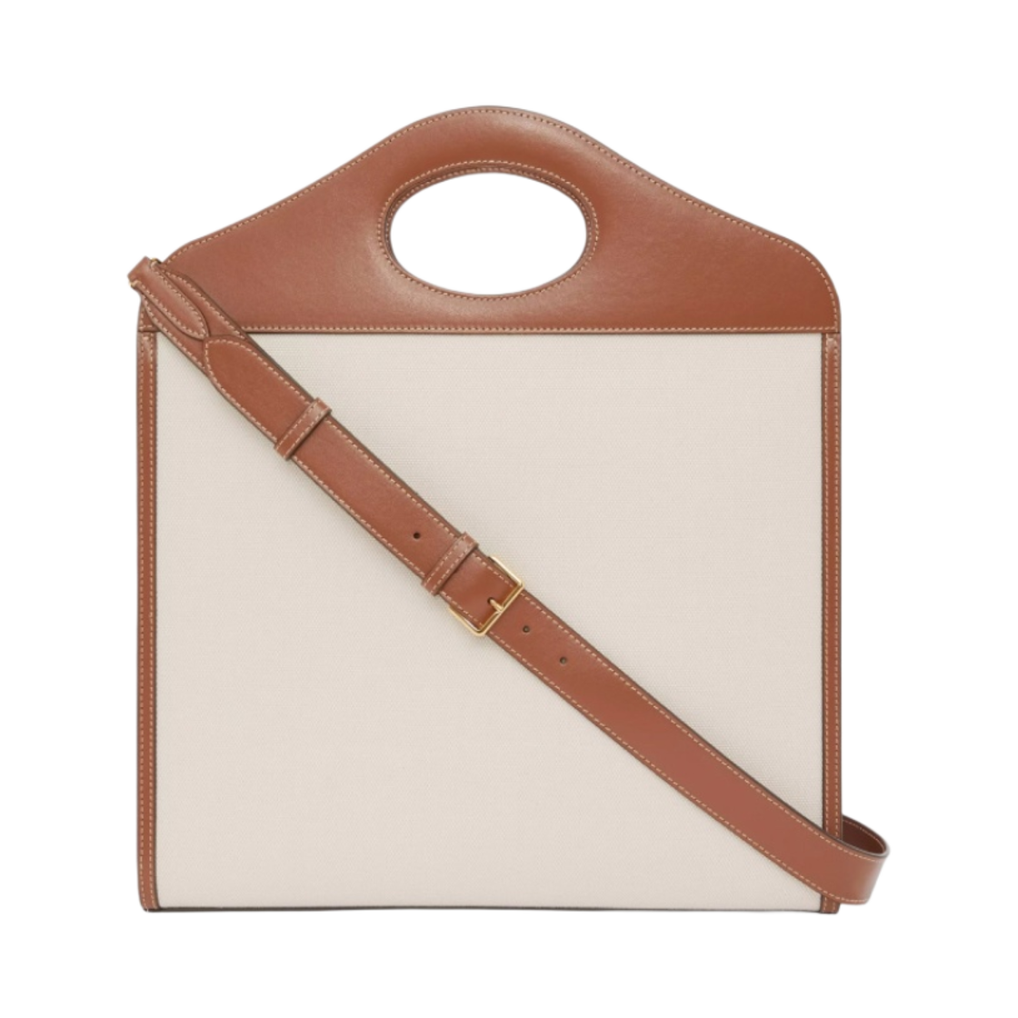 버버리 미디움 투톤 캔버스 앤 레더 포켓 백 내츄럴 몰트 브라운(Burberry Medium Two-Tone Canvas and Leather Pocket Bag Natural Malt Brown) - 3