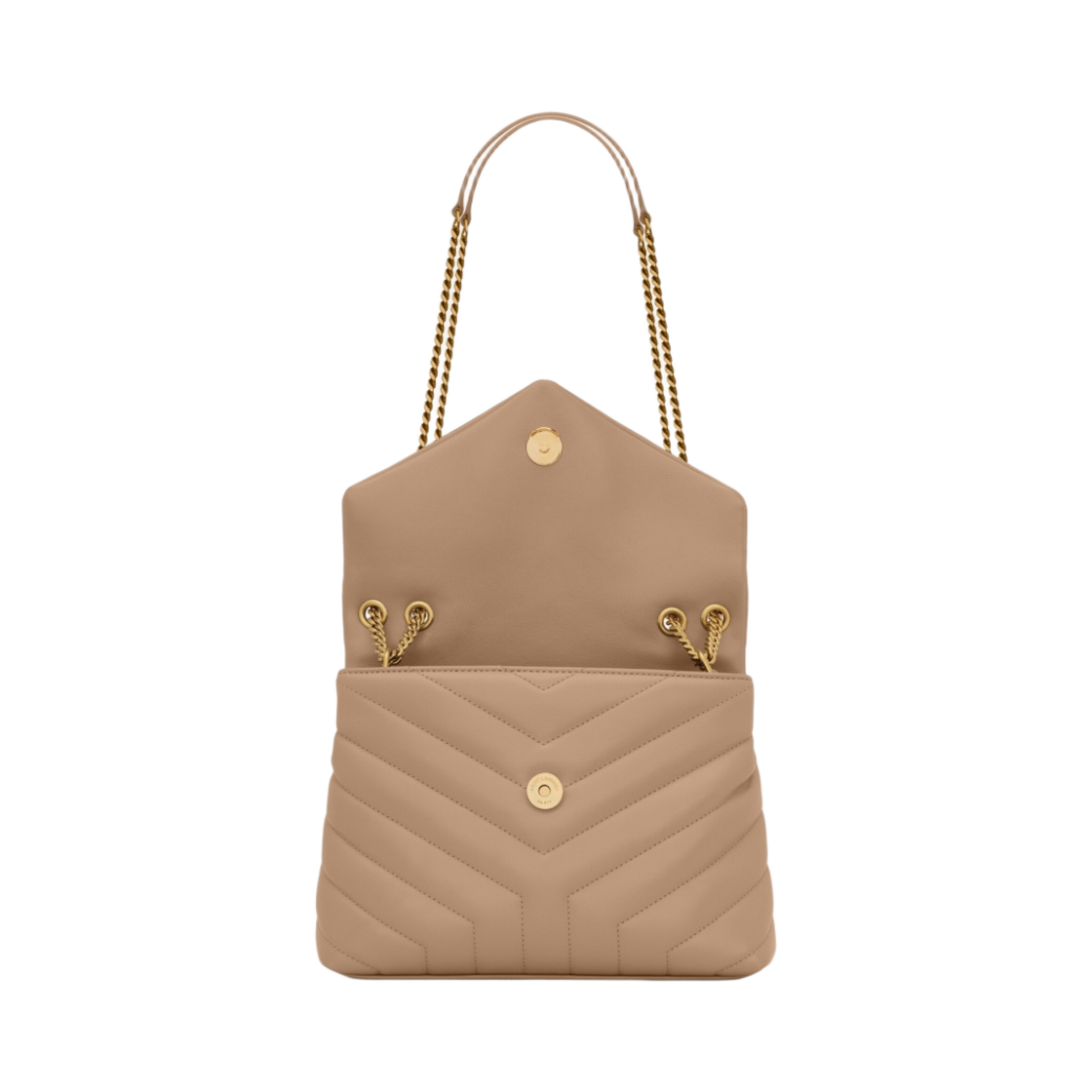 생로랑 마틀라세 Y 레더 브론즈 모노그램 루루 스몰백 다크 베이지(Saint Laurent Bronze Monogram Loulou Small Bag in Matelasse Y Leather Dark Beige) - 2