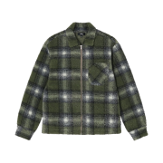 Stussy Shadow Plaid Sherpa Zip Shirt Olive