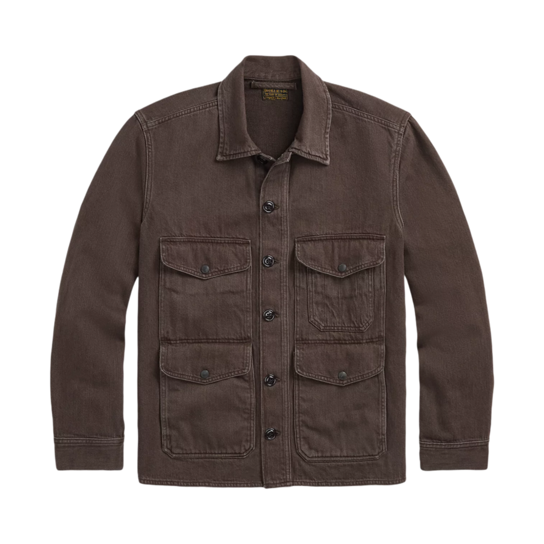 100041728 Double RL Twill Utility Shirt Jacket Dark Brown