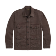 Double RL Twill Utility Shirt Jacket Dark Brown