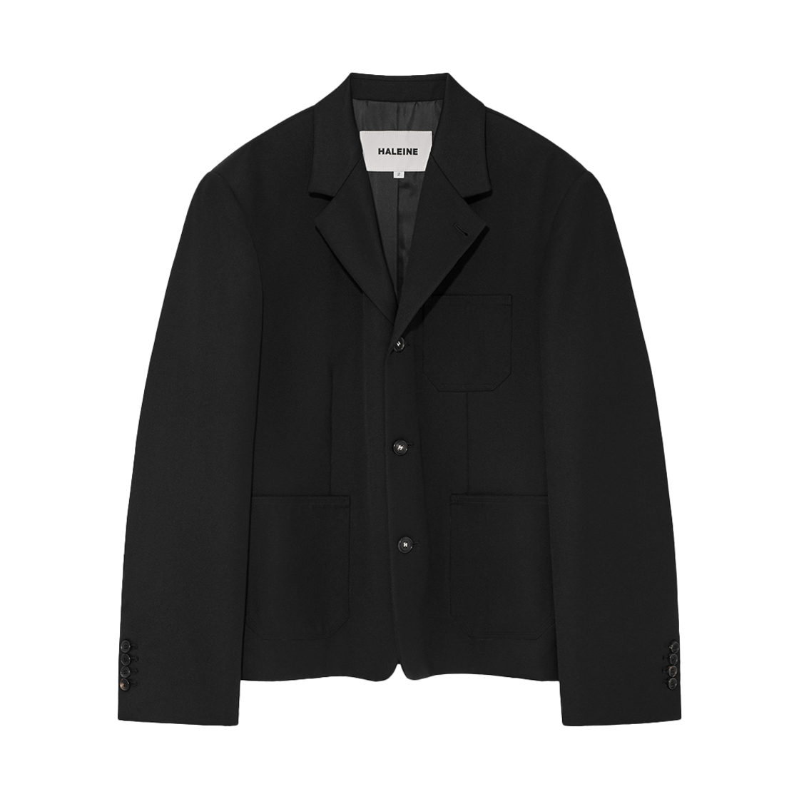 알렌느 3버튼 울 크롭 블레이저 블랙