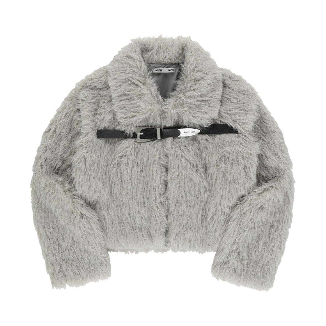 24NNFWOJKF001GR NIIER NOR Belted Fur Jacket Grey