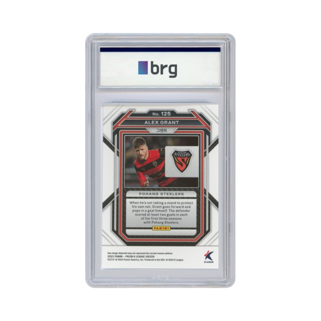 파니니 프리즘 K 리그 K 리그 1 #125 포항 스틸러스 그랜트 베이스 축구 카드 2023(Panini Prizm K League K League 1 #125 Pohang Steelers Alex Grant Base Soccer Card 2023) - 2