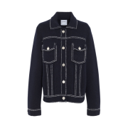 (W) Barrie Denim Regular Cashmere Cotton Jacket Nero Navy Niveous