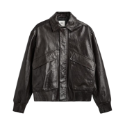 Zara Glitter Effect Leather Jumper Brown