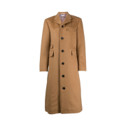 (W) Thom Browne Natural Baby Camel Hair Ticket Pocket Long Chesterfield Overcoat Camel