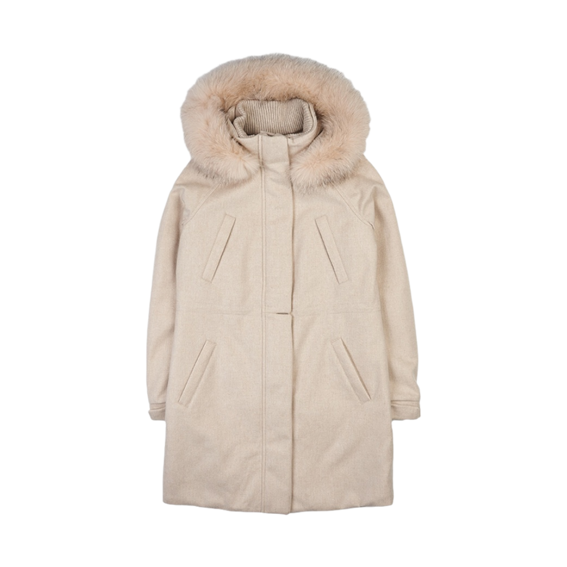 FAE2856-A193 (W) Loro Piana Cashmere Storm System Icery Long Jacket Natural Melange