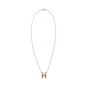 (W) Hermes Pop H Pendant Rose Gold & Marron Glace