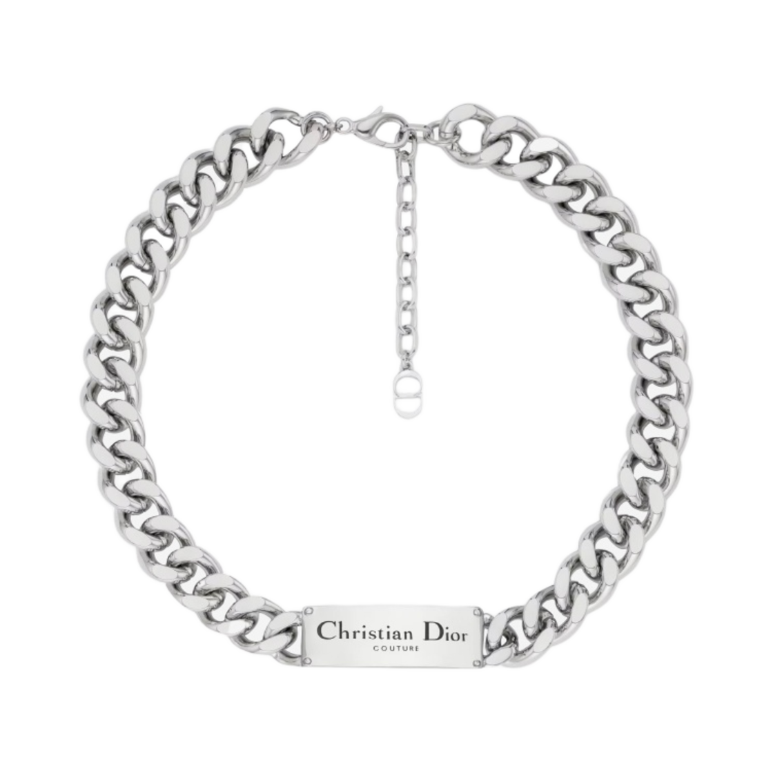 디올 크리스찬 디올 쿠튀르 체인 링크 네클리스 실버 피니쉬 브래스(Dior Christian Dior Couture Chain Link Necklace Silver Finish Brass) - 1