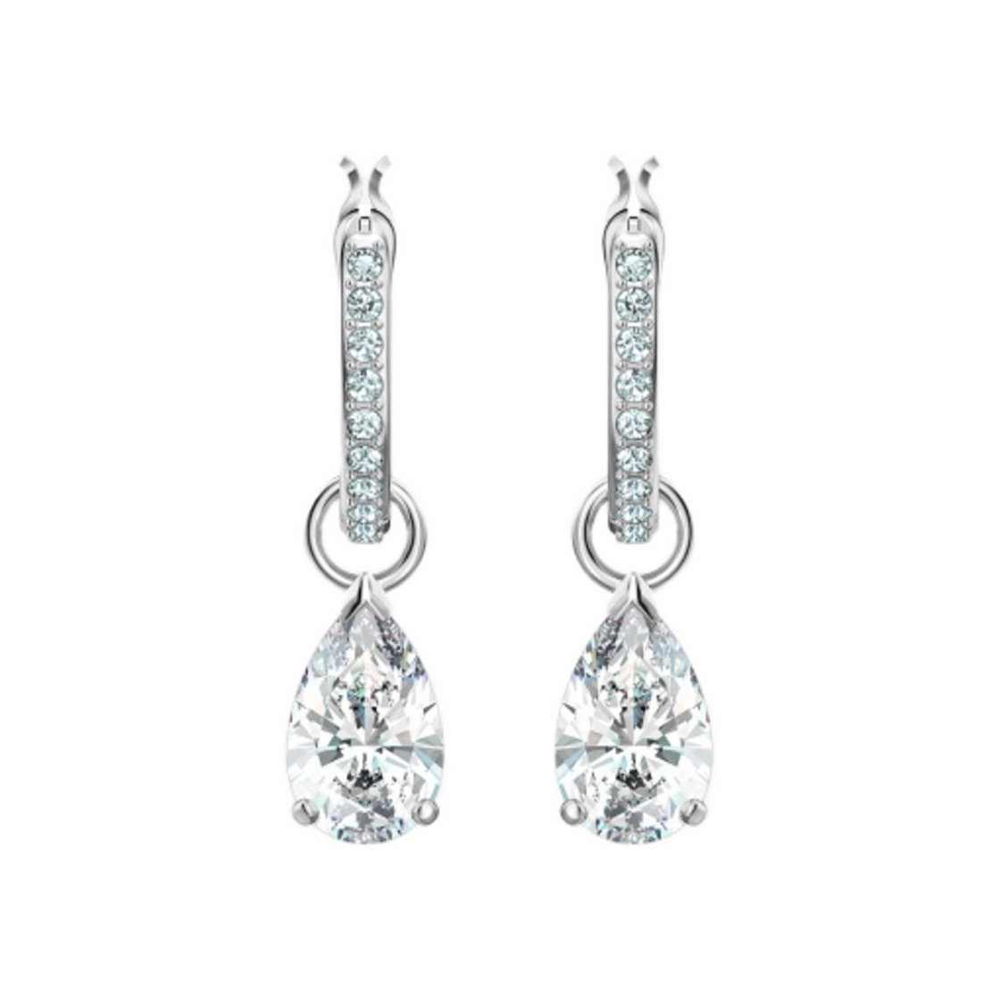 (W) 스와로브스키 어트랙트 드롭 이어링 화이트 로듐 플래팅((W) Swarovski Attract Drop Earrings White Rhodium Plated) - 1