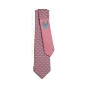 Hermes Miam-Miam Tie Rose Gris Clair Bleu Denim