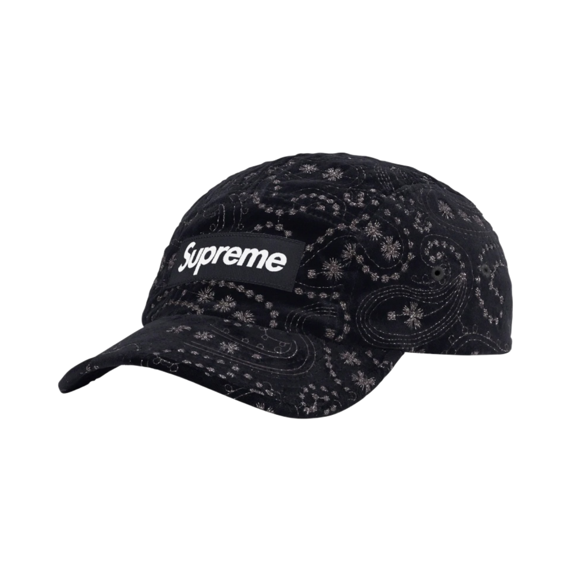 슈프림 벨벳 페이즐리 캠프캡 블랙 - 23FW | Supreme | KREAM