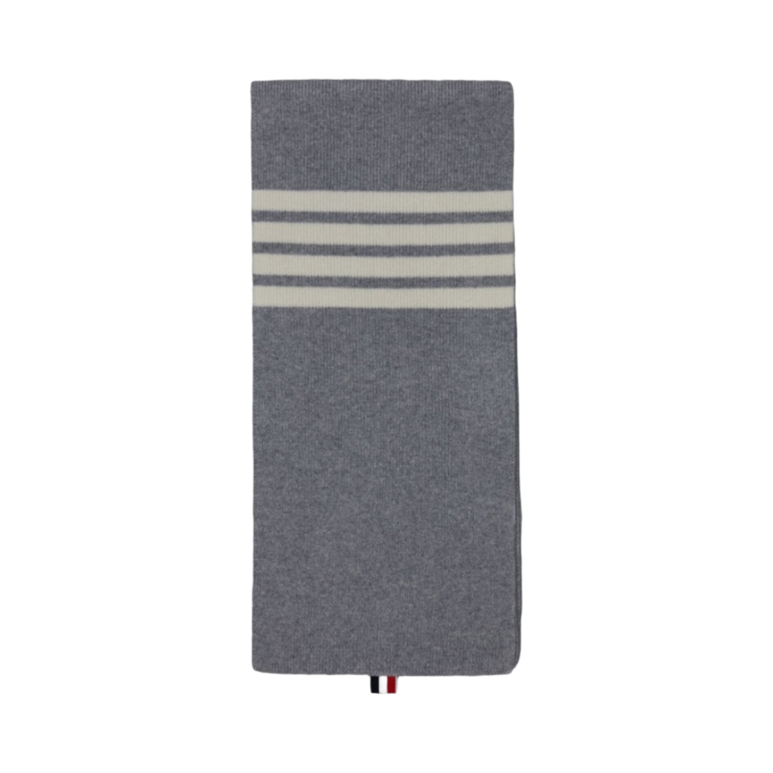 톰브라운 풀 니들 립 니트 캐시미어 사선 스트라이프 스카프 라이트 그레이(Thom Browne Full Needle Rib Knit Cashmere 4-Bar Stripe Scarf Light Grey) - 1