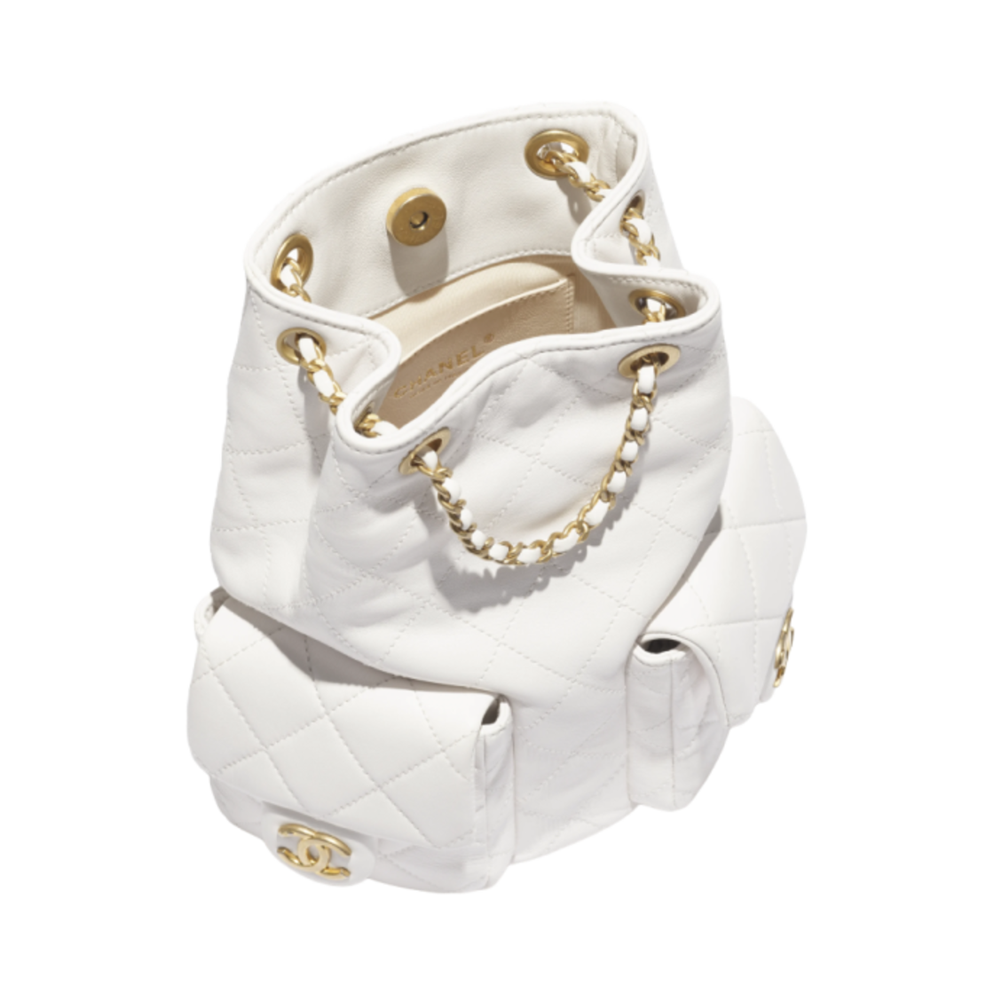 샤넬 백팩 샤이니 램스킨 & 골드 메탈 화이트(Chanel Backpack Shiny Lambskin & Gold White) - 2