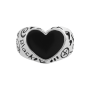 Nonenon Black Love Ring Doodle Silver925